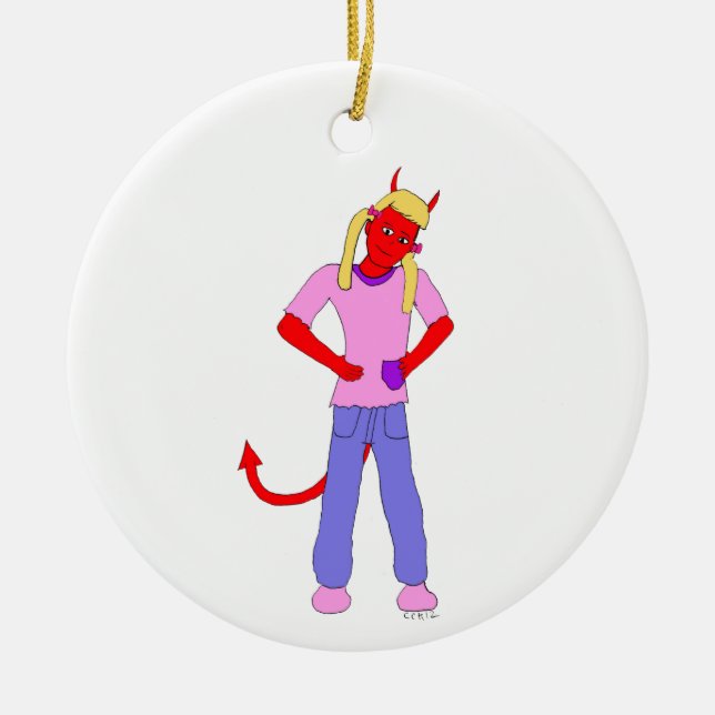 devil girl  ceramic ornament (Front)