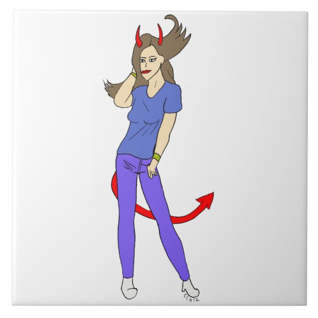 devil girl    ceramic tile (Front)
