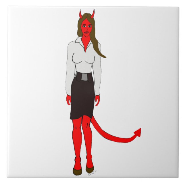 devil girl   ceramic tile (Front)