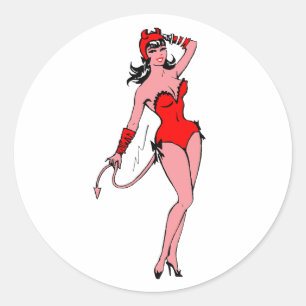 Devil Girl Classic Round Sticker