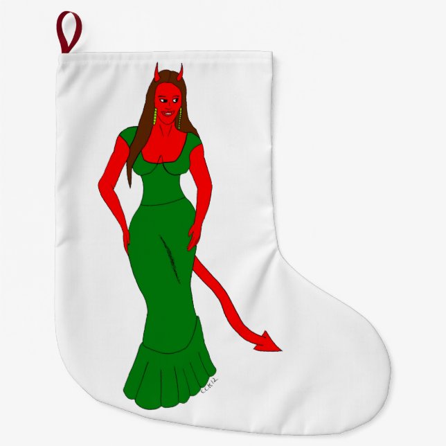 devil girl     large christmas stocking (Front)