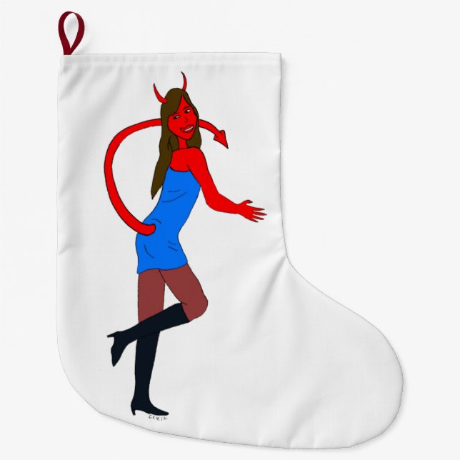 devil girl     large christmas stocking (Front)