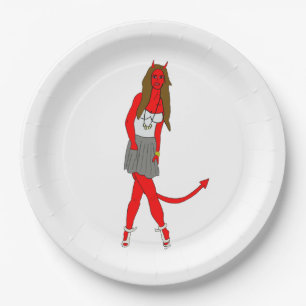 devil girl paper plate