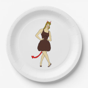 devil girl paper plate