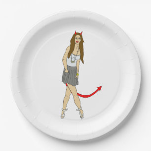 devil girl paper plate