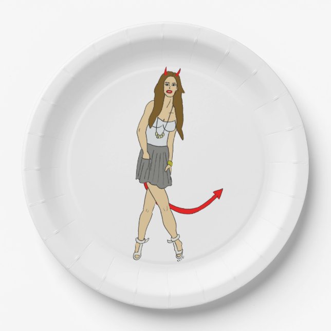 devil girl    paper plate (Front)