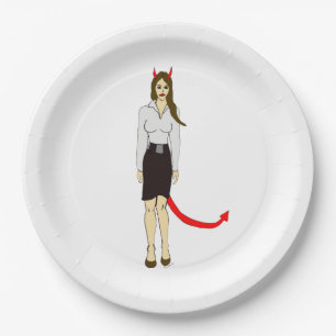 devil girl paper plate