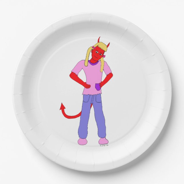 devil girl     paper plate (Front)