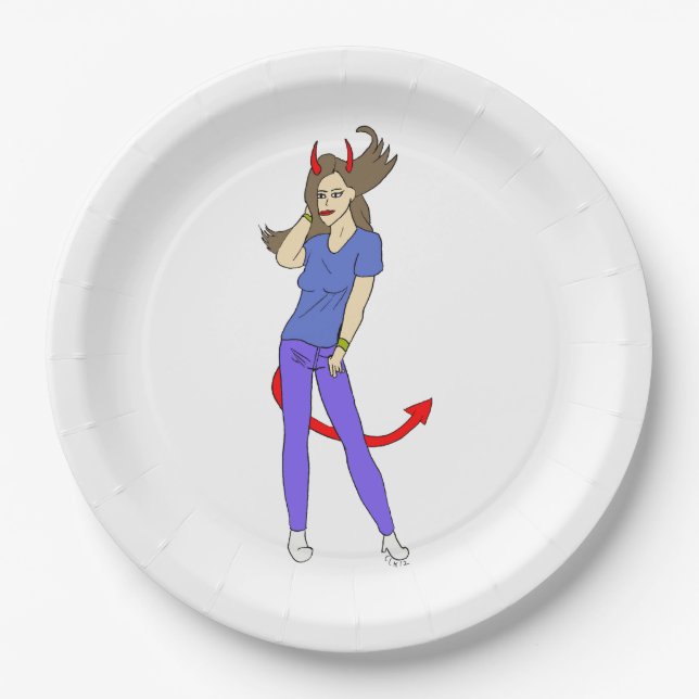 devil girl     paper plate (Front)