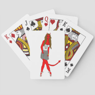 devil girl  playing cards
