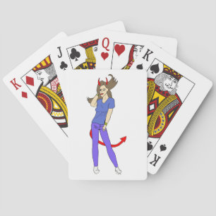 devil girl   playing cards