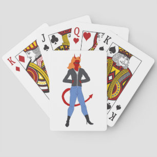 devil girl   playing cards