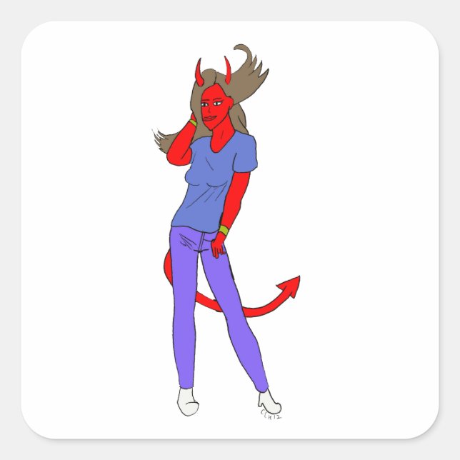 devil girl      square sticker (Front)