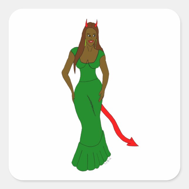 devil girl  square sticker (Front)