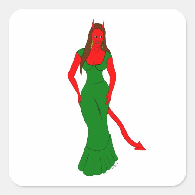 devil girl     square sticker (Front)