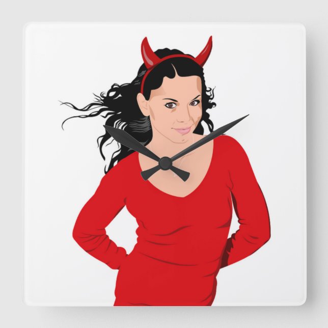 DEVIL GIRL SQUARE WALL CLOCK (Front)