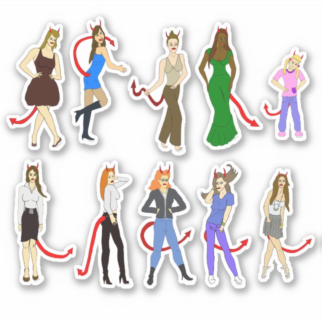 devil girl sticker sheet (Front)