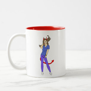 devil girl Two-Tone coffee mug