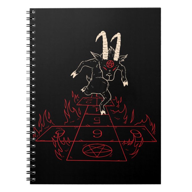 Devil Goat Playing Halloween Gift For Satan Lover Notebook (Front)