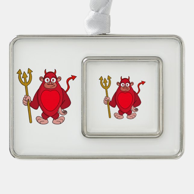 Devil Gorilla Silver Plated Framed Ornament (Front)