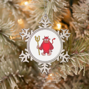 Devil Gorilla Snowflake Pewter Christmas Ornament