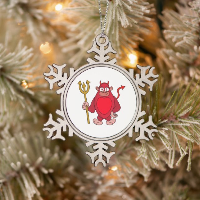 Devil Gorilla Snowflake Pewter Christmas Ornament (Tree)