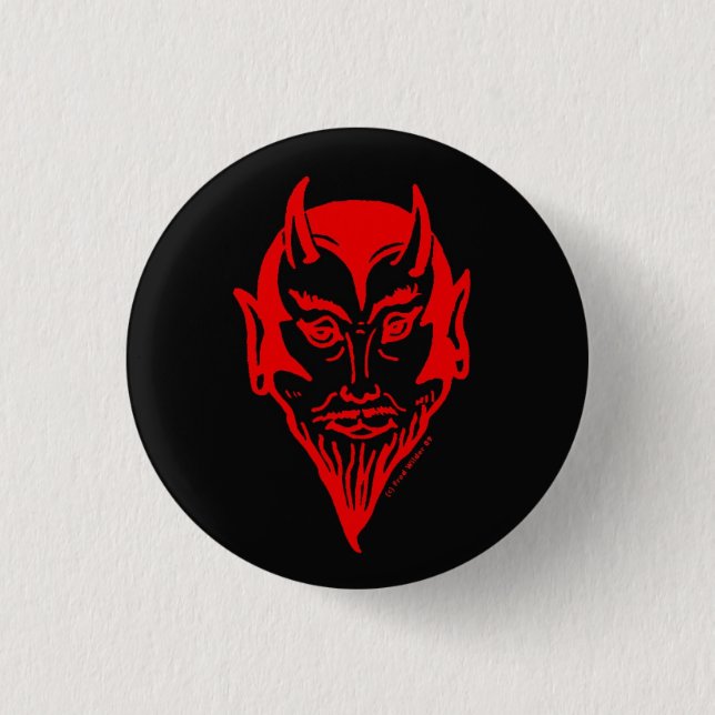 Devil Head Red&Black 3 Cm Round Badge (Front)