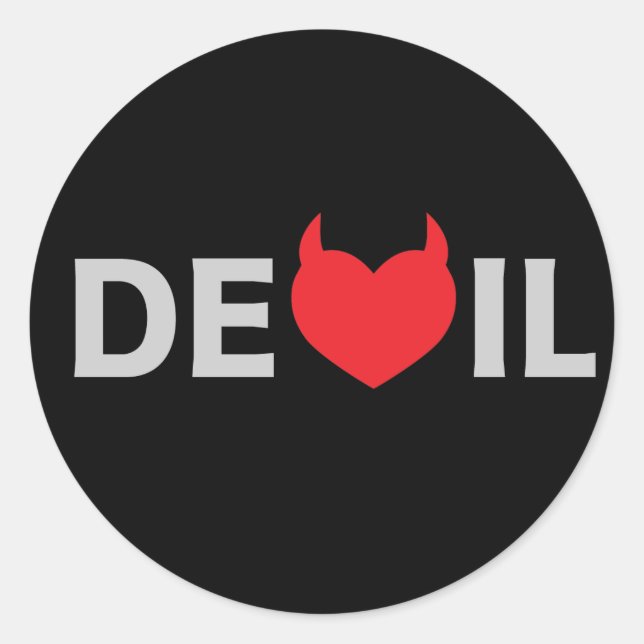 Devil & Heart Classic Round Sticker (Front)