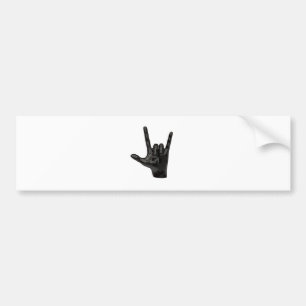 devil horns hand bumper sticker