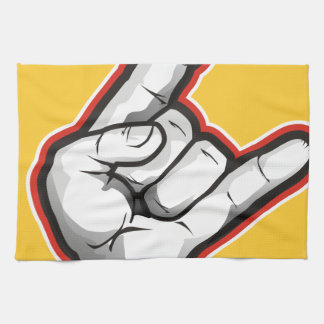 Devil Horns Hand Gesture Tea Towel