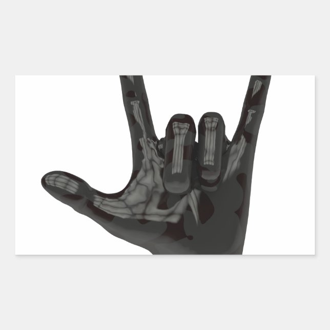 devil horns hand rectangular sticker (Front)