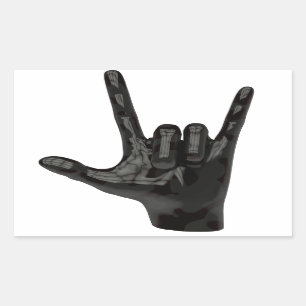 devil horns hand rectangular sticker