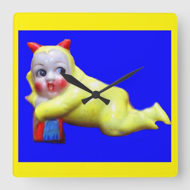 devil-ish little imp square wall clock (Front)