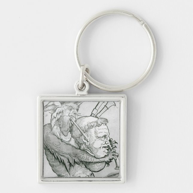 Devil Playing Man's Head as a Saxophone, 1144 Key Ring (Front)