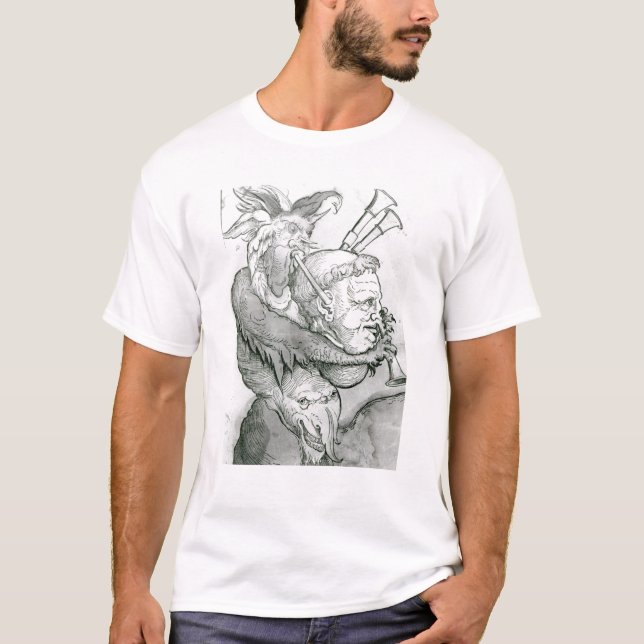 Devil Playing Man's Head as a Saxophone, 1144 T-Shirt (Front)