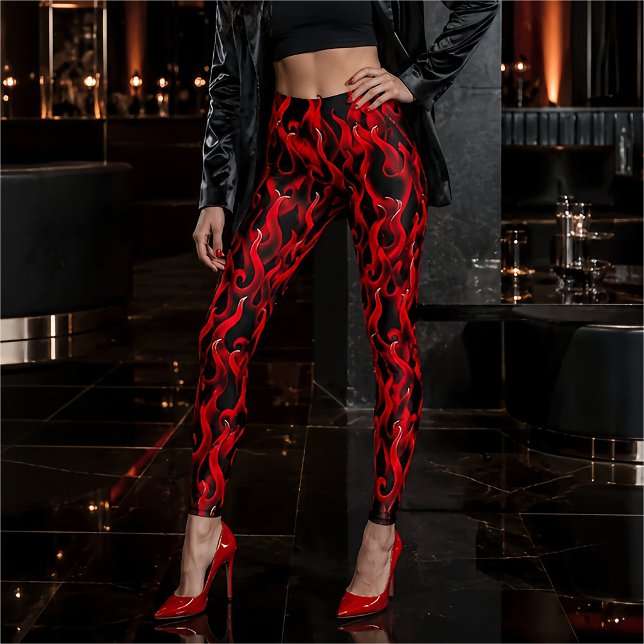 Devil Red Fire Flames Halloween Costume Leggings (Creator Uploaded)