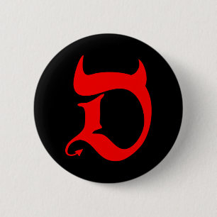 Devil (red print / black) 6 cm round badge