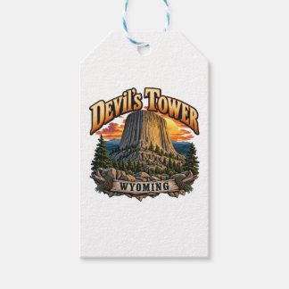 Devil’s Tower Wyoming Vintage Sunset Graphic Gift Tags