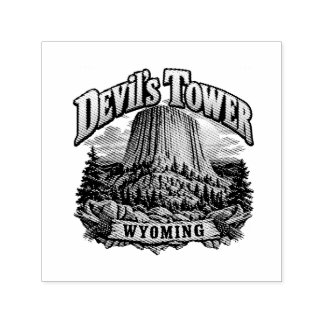 Devil’s Tower Wyoming Vintage Sunset Graphic Self-inking Stamp