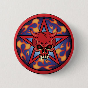Devil Skull 6 Cm Round Badge