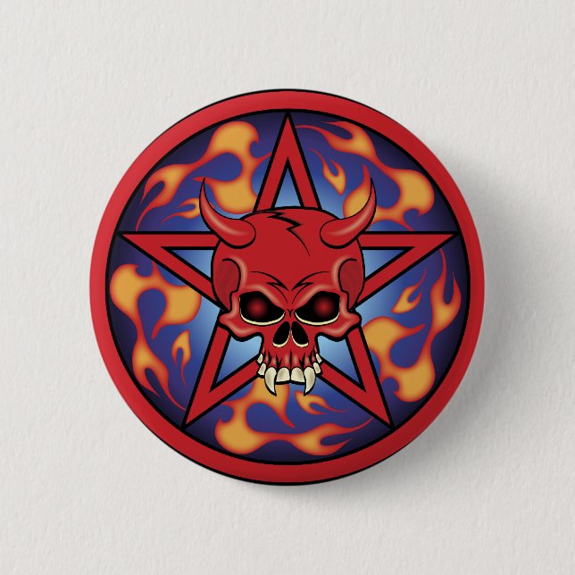 Devil Skull 6 Cm Round Badge (Front)