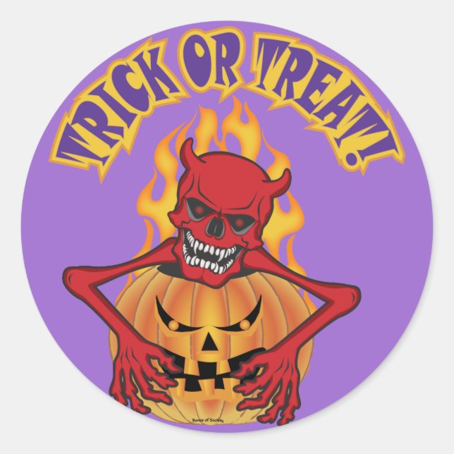 Devil Skull Classic Round Sticker (Front)