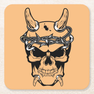 Devil Skull Square Paper Coaster