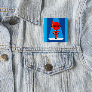 Devil Superhero Character Bold Red and Blue 15 Cm Square Badge