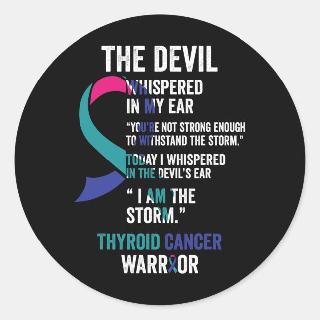 Devil- Thyroid Cancer Awareness Support Ribbon  Classic Round Sticker (Front)