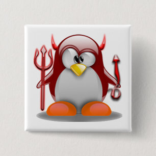 Devil Tux (Linux Tux) 15 Cm Square Badge