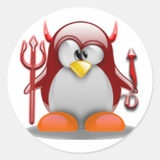 Devil Tux (Linux Tux) Classic Round Sticker