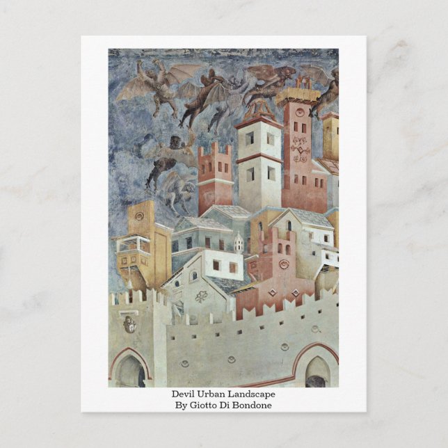 Devil Urban Landscape By Giotto Di Bondone Postcard (Front)