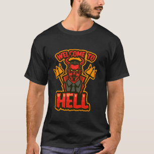Devil Welcome To Hell Halloween Fun Women Mum Dad T-Shirt