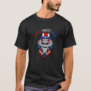Devil White Blue Uncle Sam Hat 4th Of July   T-Shirt